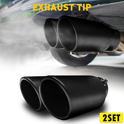 #ad 2Set Black Car Stainless Steel Dual Exhaust Pipe Muffler Tip Tail Burnt Titanium $37.99