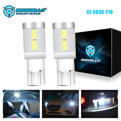#ad IRONWALLS LED License Plate Light Bulbs 168 194 T10 2825 White 6000K Bulb Lamp $15.99
