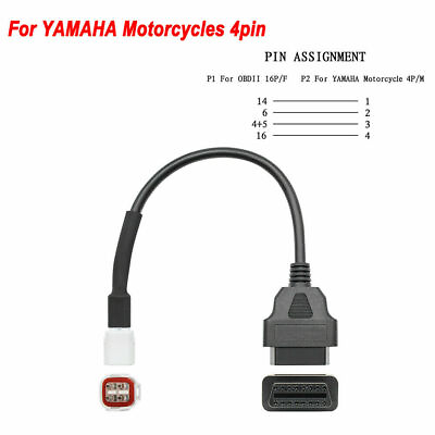 #ad Fit For Yamaha Motorcycle 4 Pin to 16 Pin OBD2 Diagnostic Scanner Adaptor Cable $3.99