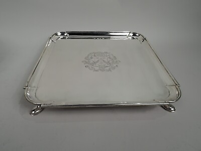 #ad George II Salver Antique Georgian Square Tray English Sterling Silver 1727 $6300.00
