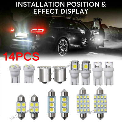 #ad 14pcs LED Interior Lights Bulbs Kit Car Trunk Dome License Plate Lamps 6000K USA $5.25