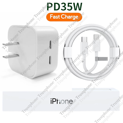 #ad 35W Dual USB C Fast Wall Charger PD Power Adapter For iPhone 14 13 12 11 8 iPads $9.23