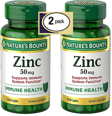 #ad 2 Pack ZINC 50 mg 200 Caplets 2x100 Vegetarian Non GMO Immune Support NEW $13.90