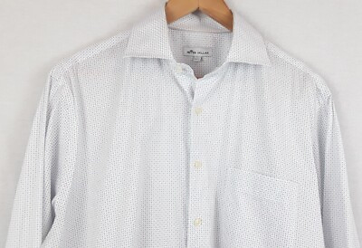 #ad Peter Millar Shirt Men#x27;s Size Large Button Down Long Sleeve White Blue Red $17.90