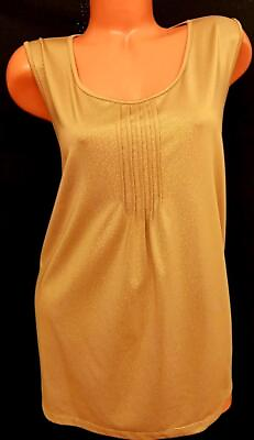 #ad Catherines beige metallic shimmer textured sleeveless spandex stretch top 22 24W $13.99