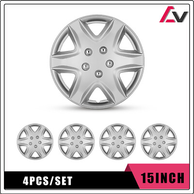 #ad 4Pcs 15#x27;#x27;Universal Wheel Rim Cover Hubcaps Rings Silver Set For Chevy Kia $39.99