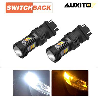 #ad AUXITO Super Bright LED Turn Signal Light Bulbs Switchback 3157 4157 Amber White $18.99