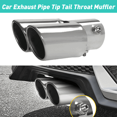 #ad 2.5in Car Stainless Steel Rear Exhaust Pipe Tail Muffler Tip Round Chrome OXILAM $19.99