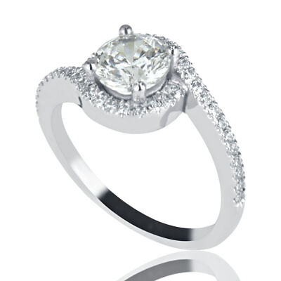 #ad 1 1 3 CT Elegant Moissanite Diamond Engagement Ring Round Cut D F VVS1 18K White $1029.35