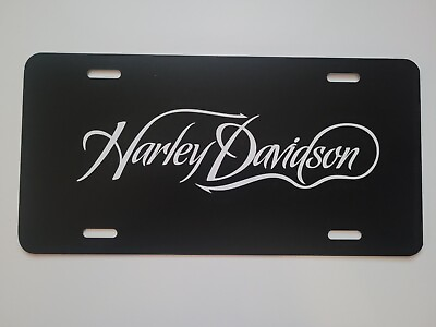 #ad Harley Davidson tribal Matte black aluminum license plate White logo $13.00