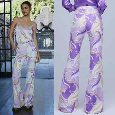 #ad NWT L#x27;Agence Lane Flared Purple Trouser Light Orchid Multi Saint Martin Size: 0 $316.00