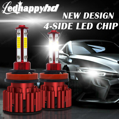 #ad 4 Side H11 H9 LED Headlight Super Bright Bulbs Kit 360000LM HIGH LOW Beam 6000K $10.98