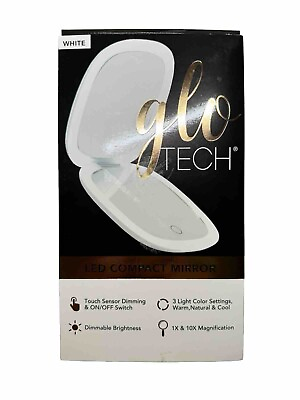 #ad GLO TECH LED COMPACT Magnifying Small Mirror 1X amp; 10X Travel 4” New Selaed Box $12.99