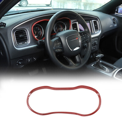 Dashboard Instrument Frame Trim Cover for Dodge Charger 2015 20 Red Carbon Fiber $27.49