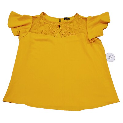 #ad Milk amp; Honey Golden Yellow Blouse Flutter Sleeves Size 2X NWT $25.00