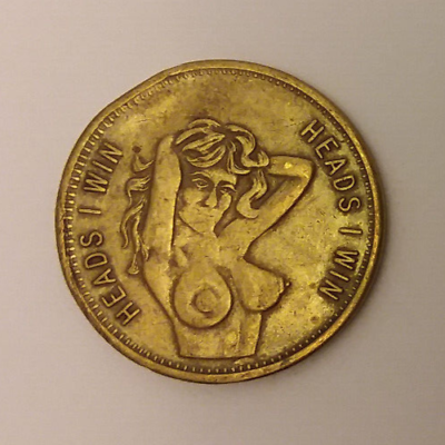 #ad Nude Woman Heads or Tails Flip Coin Token $7.95