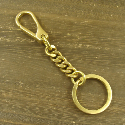 #ad Solid Brass Key Chain Keyring Holder Bag Wallet Chain Keychains With Snap hook $9.99