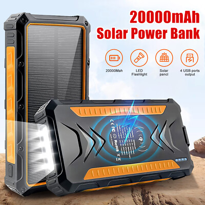 #ad 4 USB Waterproof Solar Power Bank 20000mAh Portable External Battery Charger US $27.99