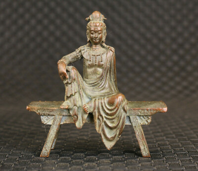 Blessing Chinese bronze handmade kwan yin statue collection fengshui netsuke $17.55