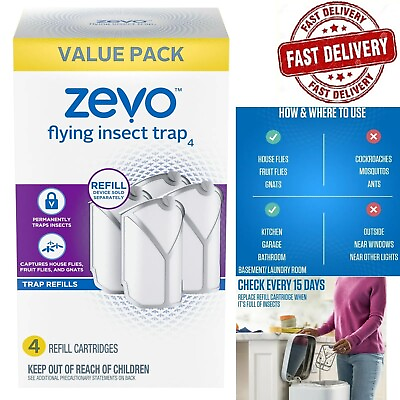 #ad Zevo Flying Insect Trap Refills – 4 Cartridges $17.97