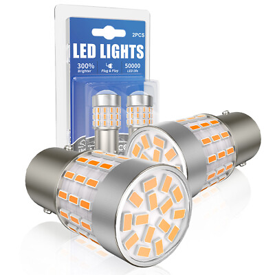 #ad BA15S 1156 Amber LED Turn Signal Light Bulb Error Free No Anti Hyper Flash 2pcs $18.99
