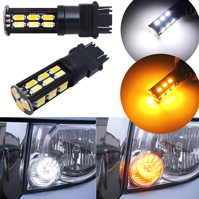 #ad Switchback 3157 3457 LED Front Turn Signal Parking Light Bulbs White Amber 30SMD $15.80