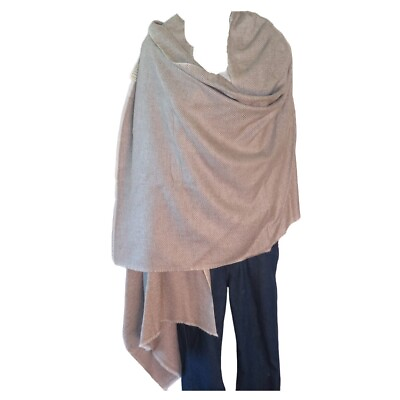 #ad Cashmere 4 Ply Shawl Throw Nepal quot;Naturalquot; 2 Color Mix Sand amp; Ivory $78.20