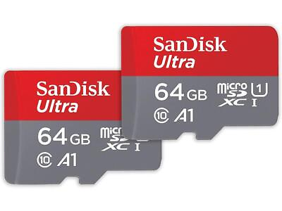#ad SanDisk 128GB 64GB x 2 Ultra microSDXC A1 UHS I U1 Class 10 Memory Card with A $20.99