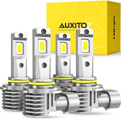 #ad 4x AUXITO 9005 9006 LED Combo Headlight Bulbs High Low Beam Kit Cool White $46.99