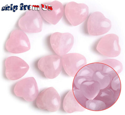 #ad Pink Rose Quartz Crystal Heart Shaped Healing Love Natural Gemstone Xmas Gift $7.49
