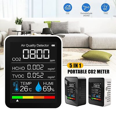 #ad #ad 5 in 1 Carbon Dioxide Detector Portable CO2 Meter Air Quality Monitor TVOC HCHO $15.05