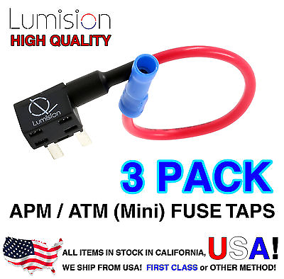 #ad 3 PACK Lumision Add A Circuit Mini ATM APM Fuse Tap Lot Dash Cam Radar Install $13.49
