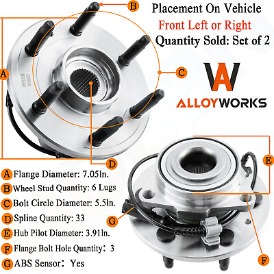 #ad 4WD Pair Front Wheel Hub Bearing for Chevy Silverado GMC Sierra 1500 Yukon Tahoe $99.00
