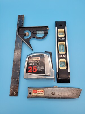 Vintage Craftsman Tool Lot Tape Measure Razor Blade Torpedo Level Ruler $49.00