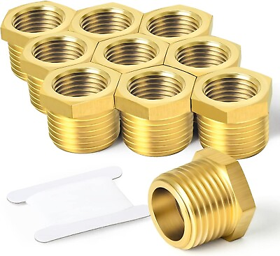 #ad #ad 10PCS Brass Reducer Hex Bushing Threaded Pipe Fitting 1 2quot; NPT Male x 1 4quot; NPT F $13.99