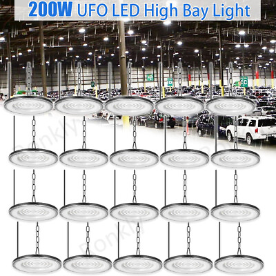 #ad 20 Pack 200W UFO Led High Bay Lights Commercial Warehouse Factory Light Fixture $395.99