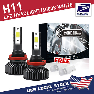 #ad H11 COB LED Headlight Kit High Low Beam Bulb Super Bright 6000K White 80000LM $12.59