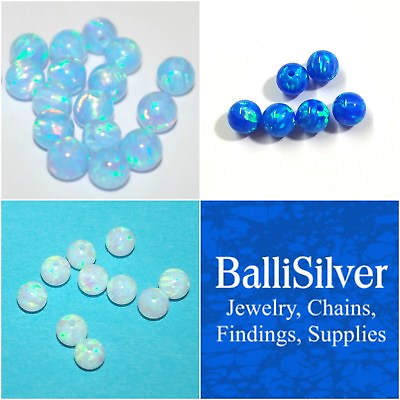 #ad 5mm Round OPAL BEADS Wholesale LOTS White Light amp; Dark Blue Fully Drilled Holes $14.00