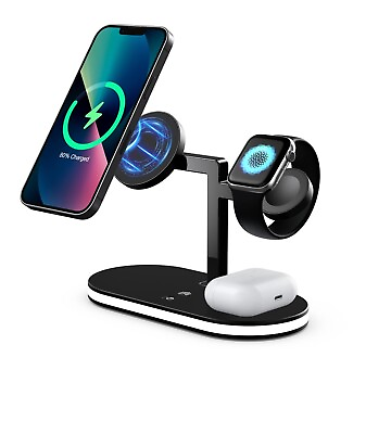 #ad Wireless Charging Station Charger Dock 3in1 Stand For Apple Watch iPhone Magsafe $25.99