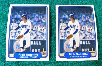#ad 2 1982 Fleer #25 RICK SUTCLIFFE Baseball Cards LOS ANGELES DODGERS $1.60