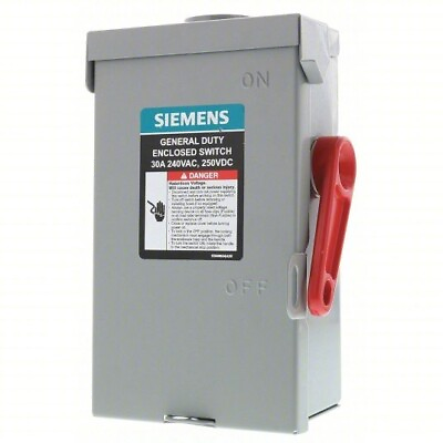 #ad #ad GF221NRA SIEMENS FUSED GENERAL DUTY SAFETY SWITCH 2 POLE 3 WIRE 240V 30A NEW $108.00