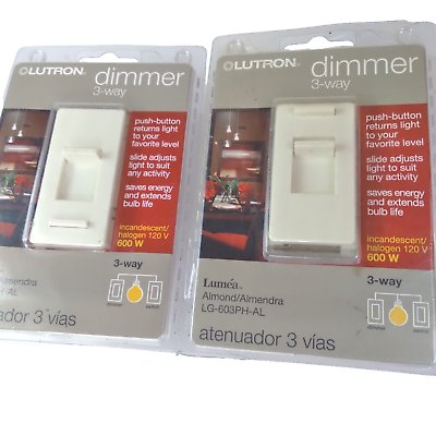 #ad Lot of 2 Lutron Dimmer Switch 3 way New Almond Almendra Factory Sealed $18.00