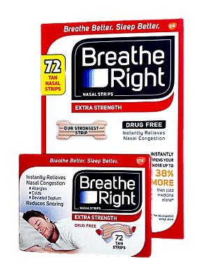 #ad Breathe Right Extra Strength Tan Nasal Strips 72 TAN STRIPS PREMIUM PACK $23.85