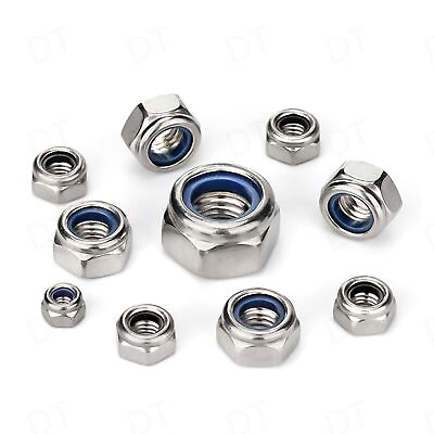 #ad Stainless Steel Nylon Insert Hex Lock Nuts Nylock All Sizes and Quantities $31.69