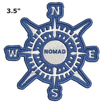 #ad Compass NOMAD Embroidered Patch Hook and Loop Park Explore Motif Gear Applique $5.50