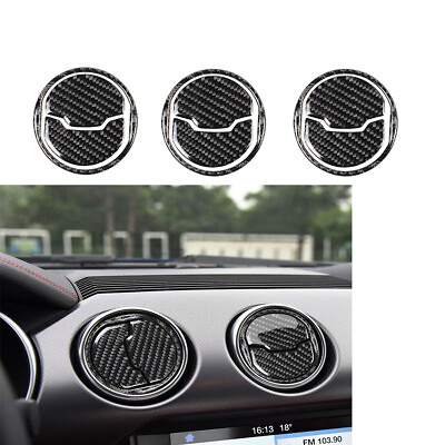 #ad 9x For Ford Mustang 2015 2019 Carbon Fiber Air Condition Vent Outlet Cover Trim $12.28