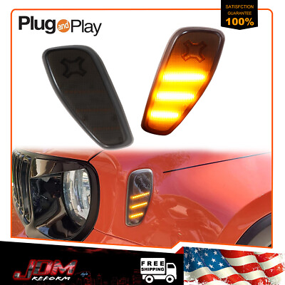 #ad 2Pcs Amber LED Side Marker Smoked Turn Signal Lights For 2015 up Jeep Renegade $24.99
