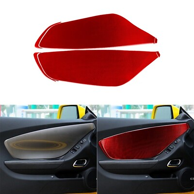 #ad 6Pcs Red Carbon Fiber Interior Door Panel Cover Trim For Chevrolet Camaro 10 15 $74.99