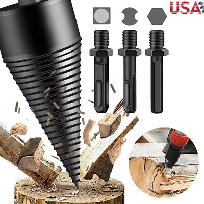 #ad 4x High Speed Twist Firewood Drill Bit Wood Splitter Screw Splitting Cone Driver $6.70