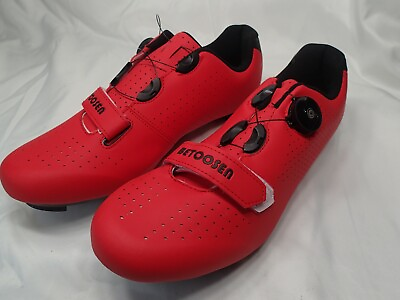 BETOOSEN Red Bike Cycling Shoes Mens SPEED Cleat Compat Self Lock 44 US 11 New $30.00
